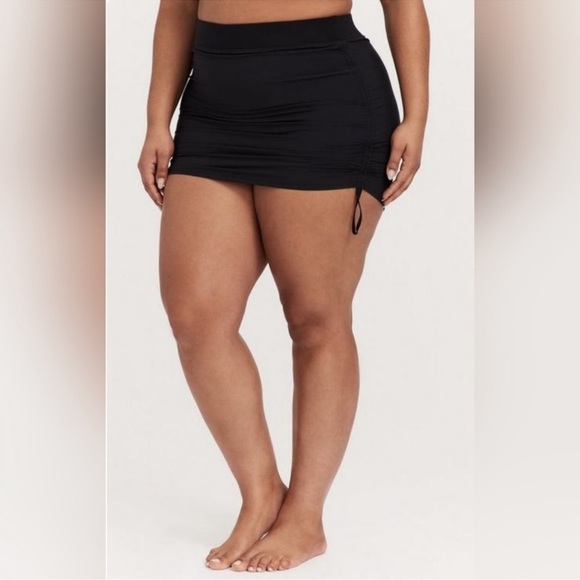 Torrid Black Skirted Bikini Swim Bottom Ruched Side Tie 3X - Picture 1 of 9